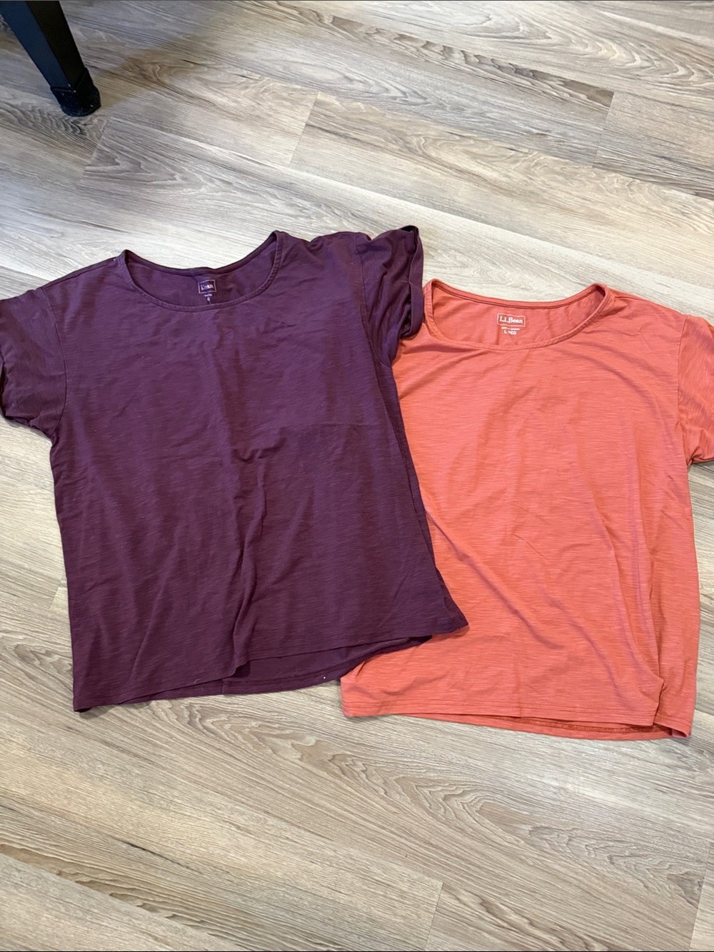 Set of 2 L.L. Bean Short-Sleeve Tees in Coral and Burgandy